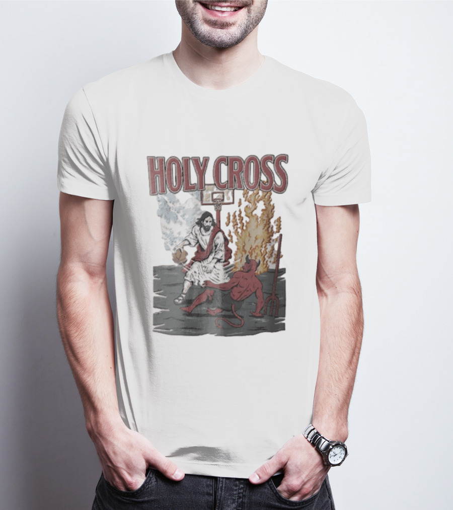 Holy Cross Basketball Player Versus Devil Duel T-Shirt