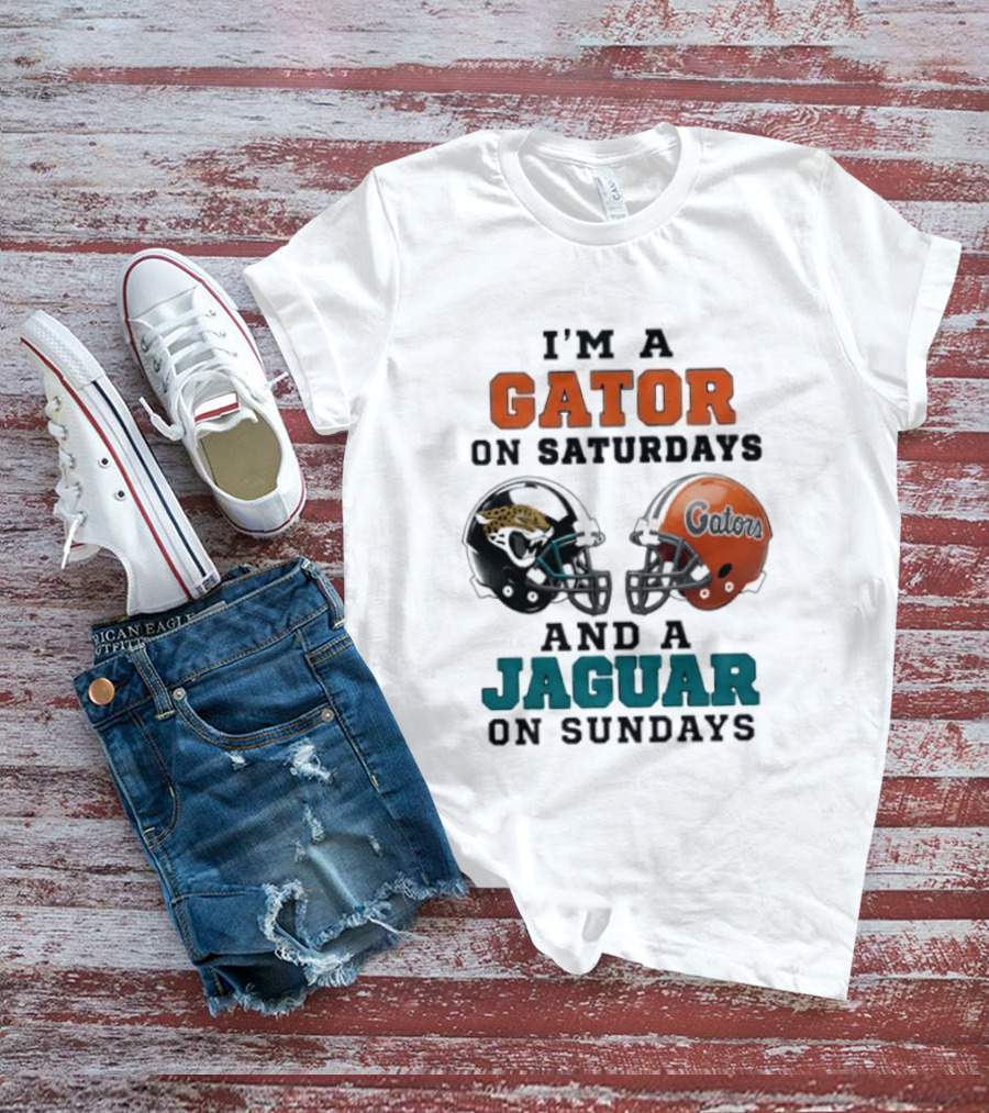 I'm A Gator On Saturdays And A Jaguar On Sundays Football Fan Phrase Helmet T-Shirt