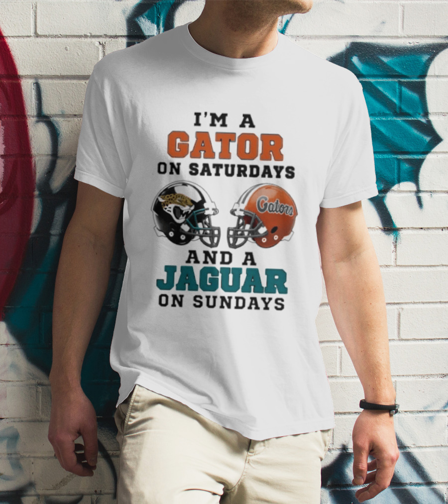 I'm A Gator On Saturdays And A Jaguar On Sundays Football Fan Phrase Helmet T-Shirt