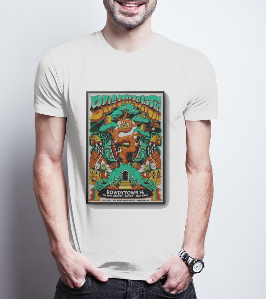 Big Gigantic Live Rowdytown 14 Red Rocks Amphitheatre September 26 2026 Morrison CO The Funk Hunters Motifv Drew Birch T-Shirt