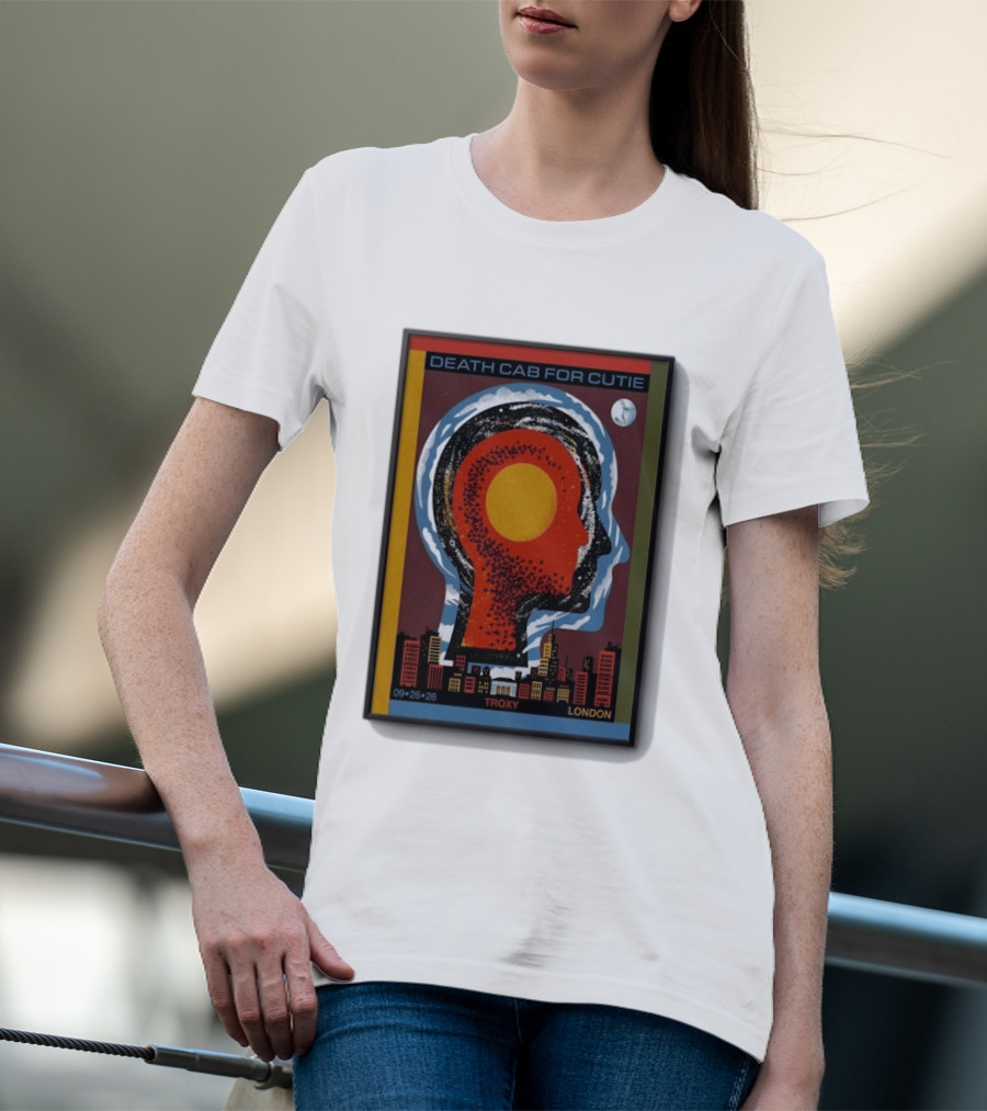 Death Cab For Cutie Troxy London 09.26.26 Concert Urban Skyline And Moon T-Shirt