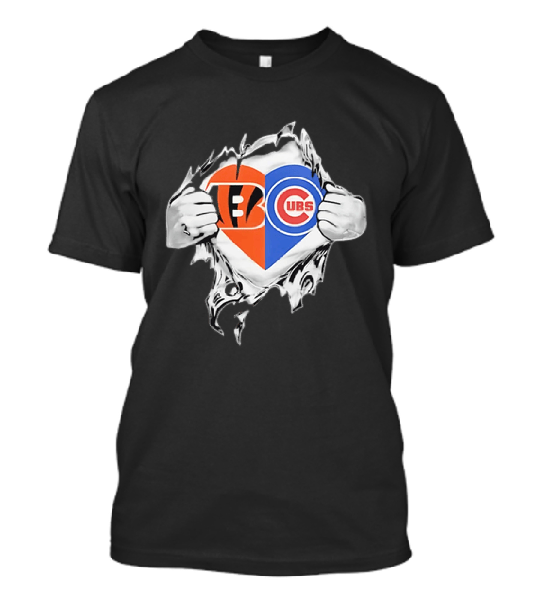 Bengals Cubs Split Heart Tattered T-Shirt