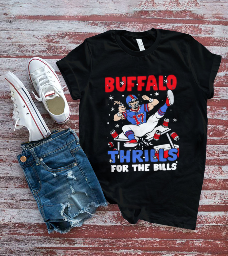 Buffalo Bills 17 Thrills Josh Allen Table Celebration T-Shirt