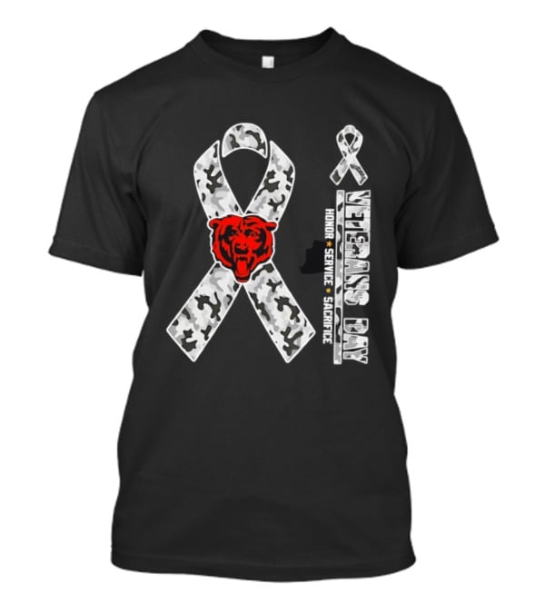 Chicago Bears Veterans Day 2026 Honor Service Sacrifice Camo Ribbon T-Shirt
