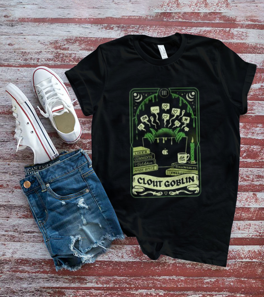 Do We Know Them Clout Goblin Tarot Card Style Social Media Icons And Keywords T-Shirt
