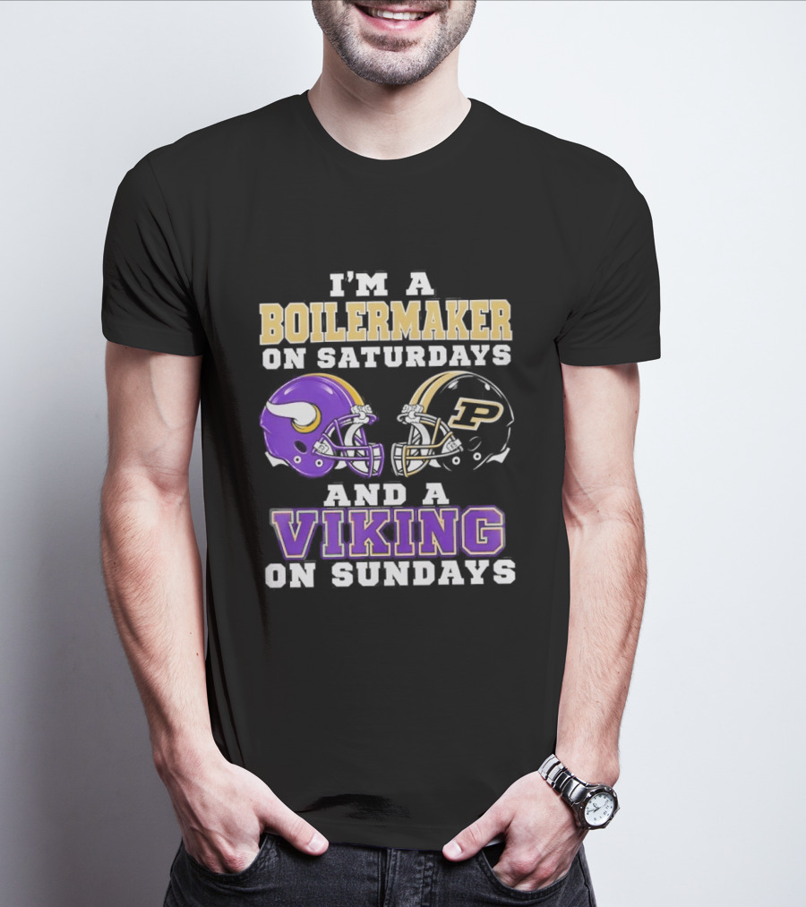 I'm A Boilermaker On Saturdays And A Viking On Sundays Football Helmets T-Shirt