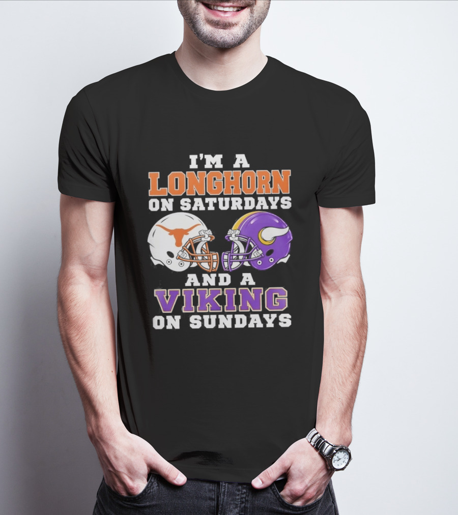 I'm A Longhorn On Saturdays And A Viking On Sundays Football Helmets T-Shirt