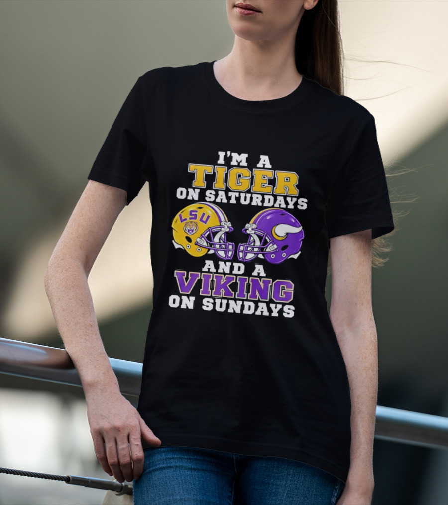 LSU Tiger Saturdays And Viking Sundays Football Fan T-Shirt