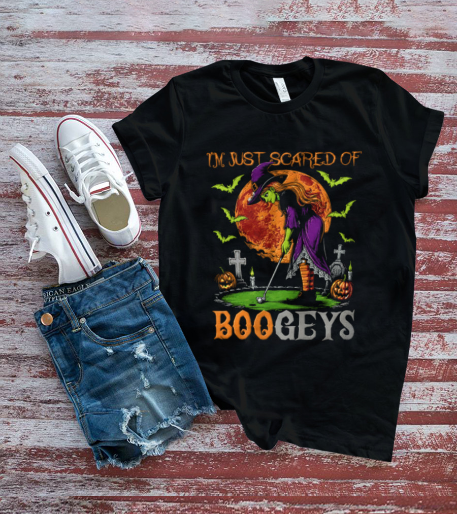I'm Just Scared Of Bogeys Halloween Golf Witch Graveyard T-Shirt