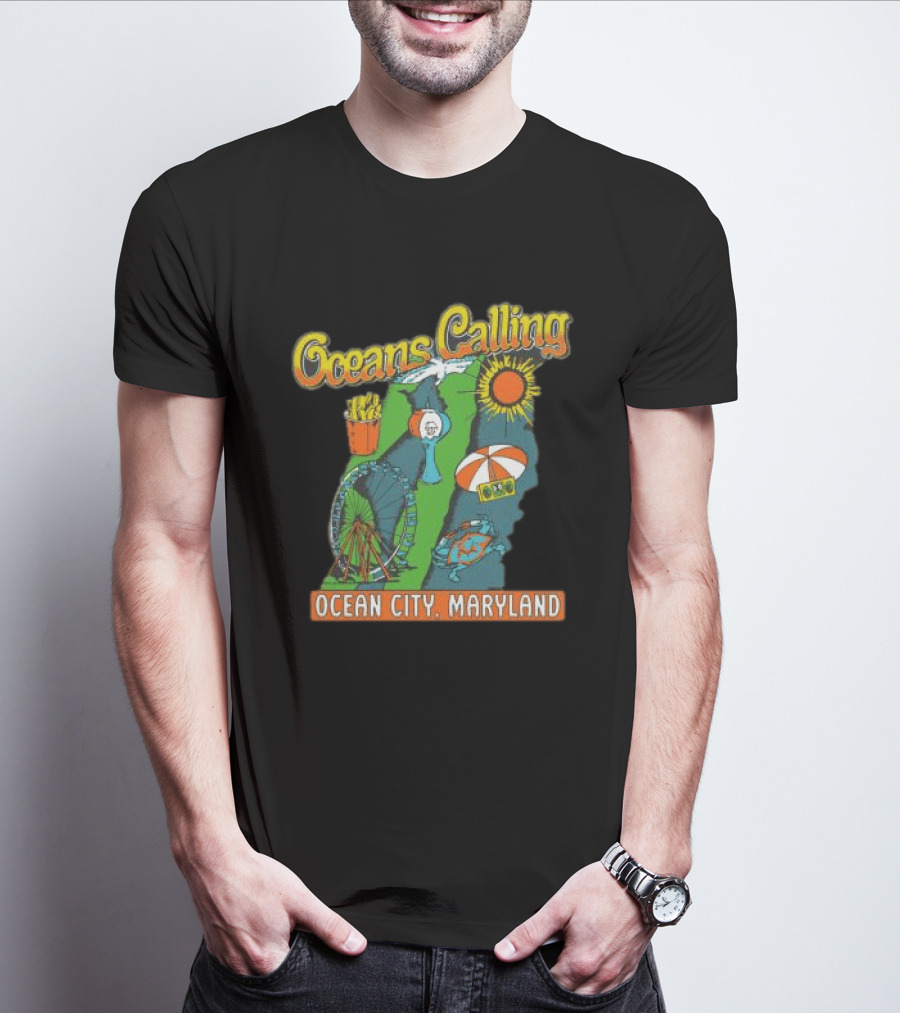 Oceans Calling Ocean City Maryland Festival Map Lineup T-Shirt