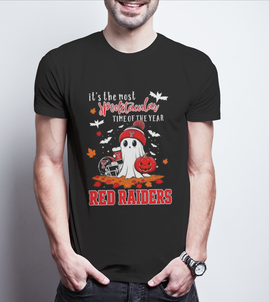 It's The Most Spooktacular Time Of The Year Texas Tech Red Raiders Halloween Pumpkin Ghost T-Shirt