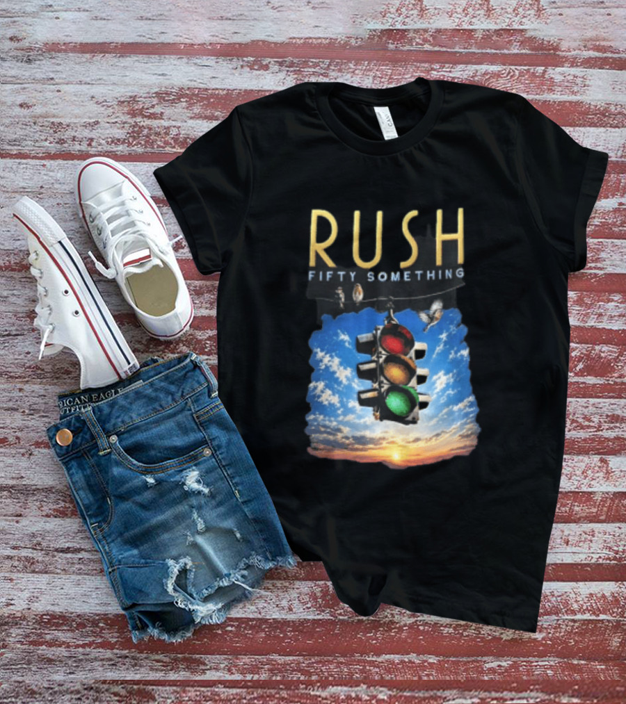 Rush Fifty Something Traffic Light Birds Blue Sky Sunset T-Shirt