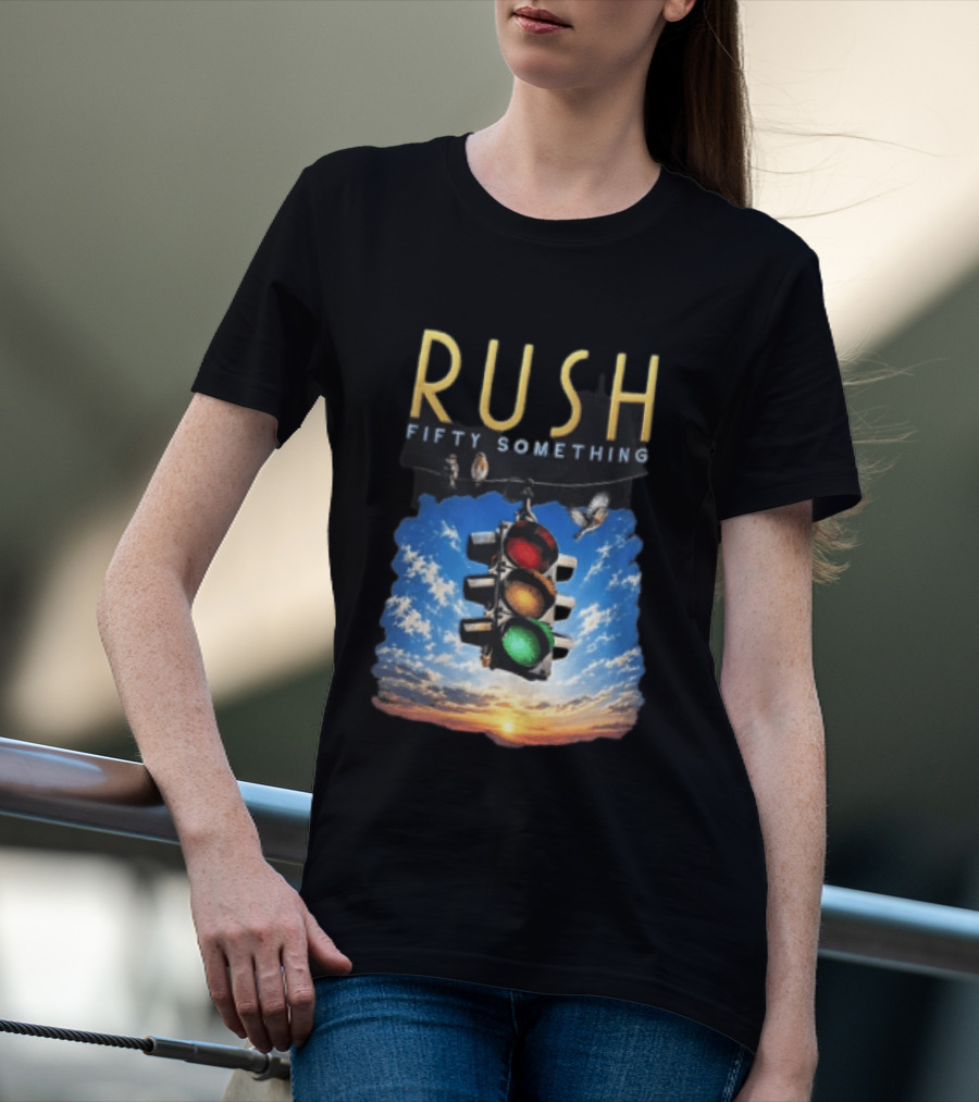 Rush Fifty Something Traffic Light Birds Blue Sky Sunset T-Shirt