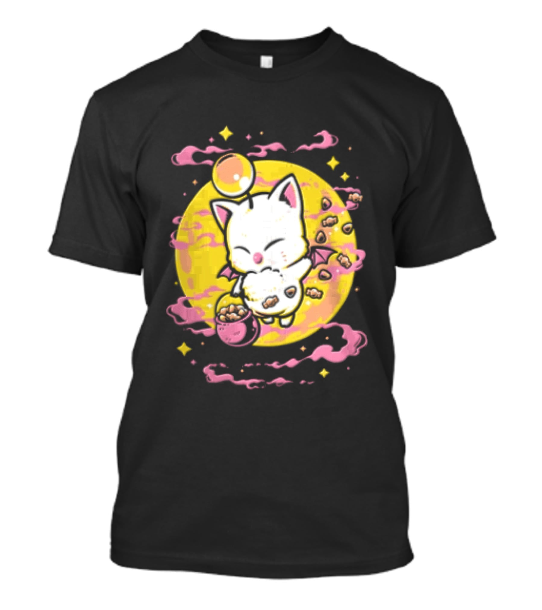 Moogle Cute Character With Candy Bucket And Glowing Yellow T-Shirt