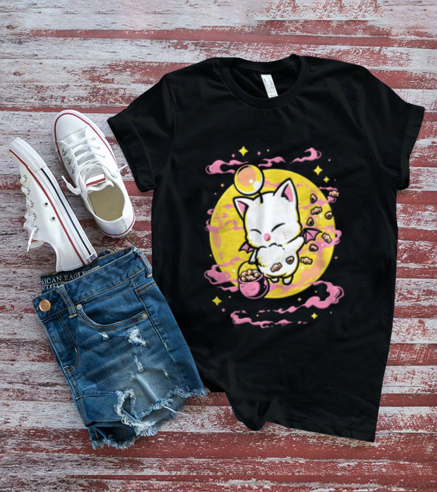 Moogle Cute Character With Candy Bucket And Glowing Yellow T-Shirt