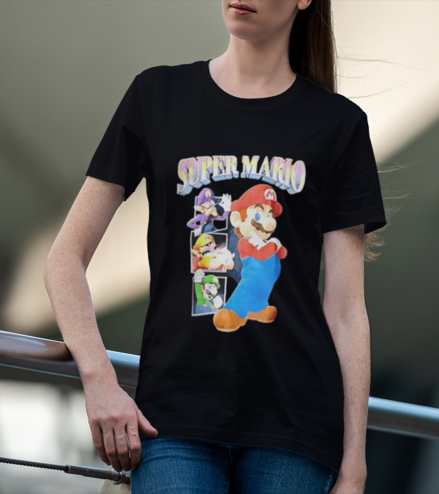 Super Mario With Luigi Wario And Waluigi Characters T-Shirt