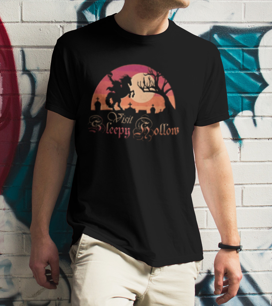 Visit Sleepy Hollow Headless Horseman Graveyard Sunset T-Shirt