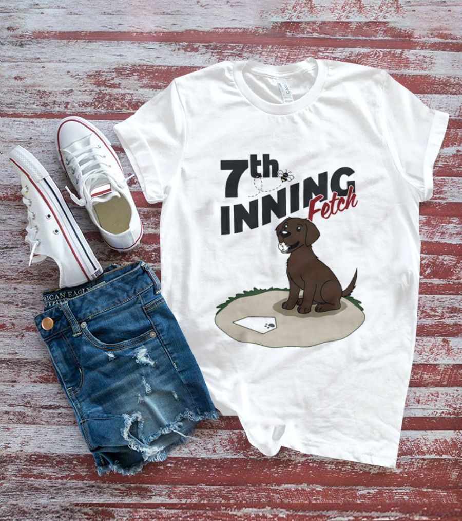 7th Inning Fetch Chocolate Lab Baseball Puppy T-Shirt