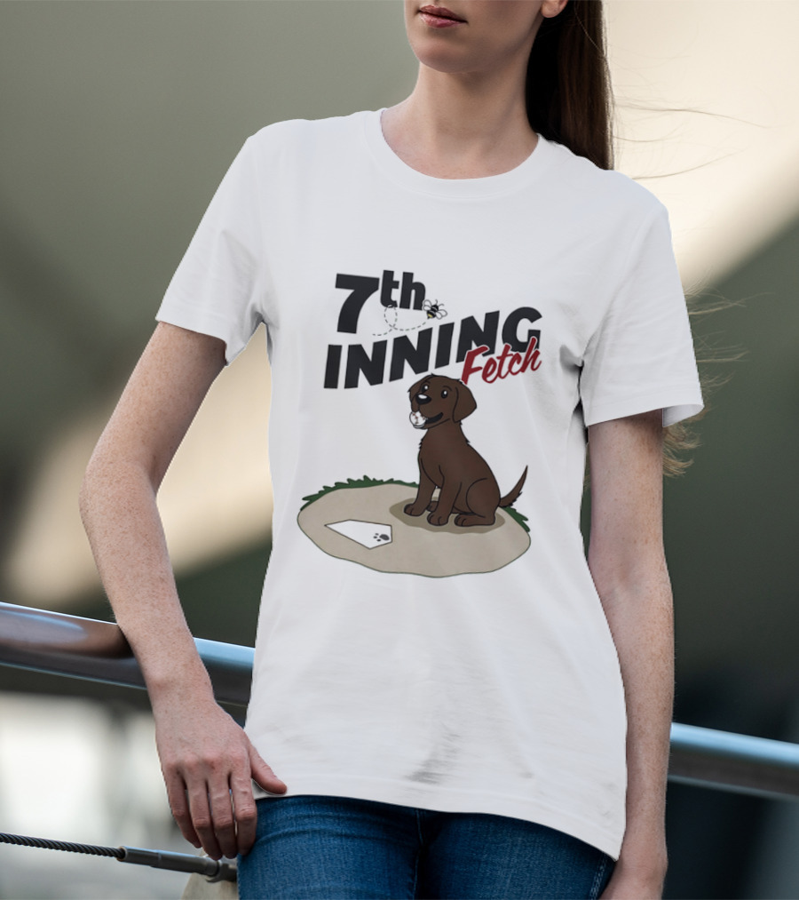 7th Inning Fetch Chocolate Lab Baseball Puppy T-Shirt