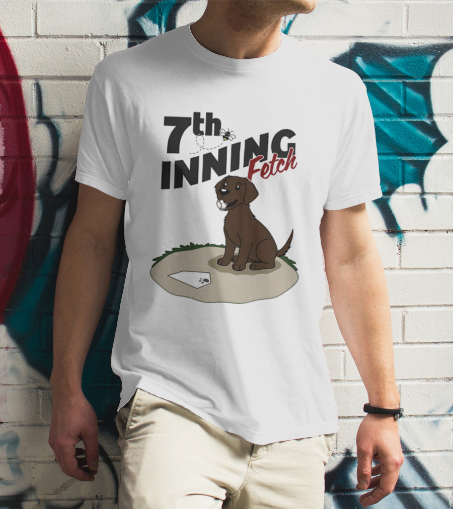 7th Inning Fetch Chocolate Lab Baseball Puppy T-Shirt