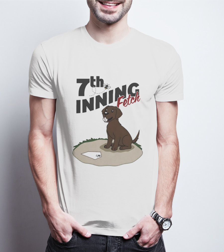 7th Inning Fetch Chocolate Lab Baseball Puppy T-Shirt