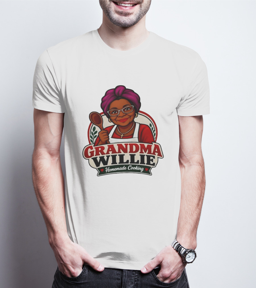 Grandma Willie Homemade Cooking Kitchen Apron Vector T-Shirt