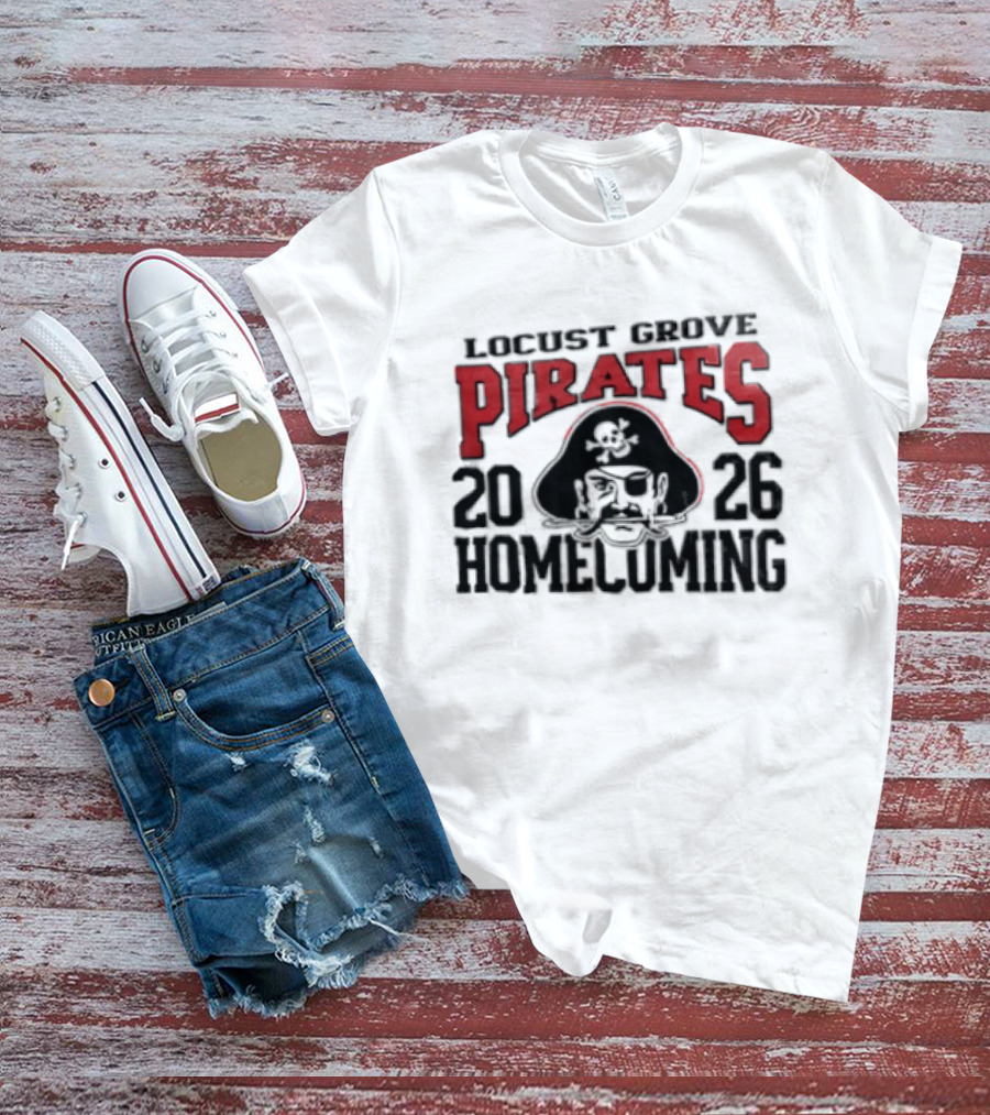 Locust Grove Pirates 2026 Homecoming Pirate Skull Eyepatch Sword T-Shirt