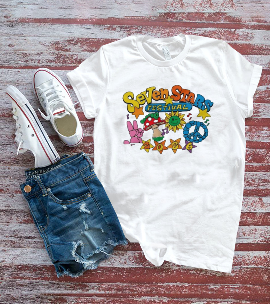 Seven Stars Festival 2026 Peace Mushroom Sun Music T-Shirt