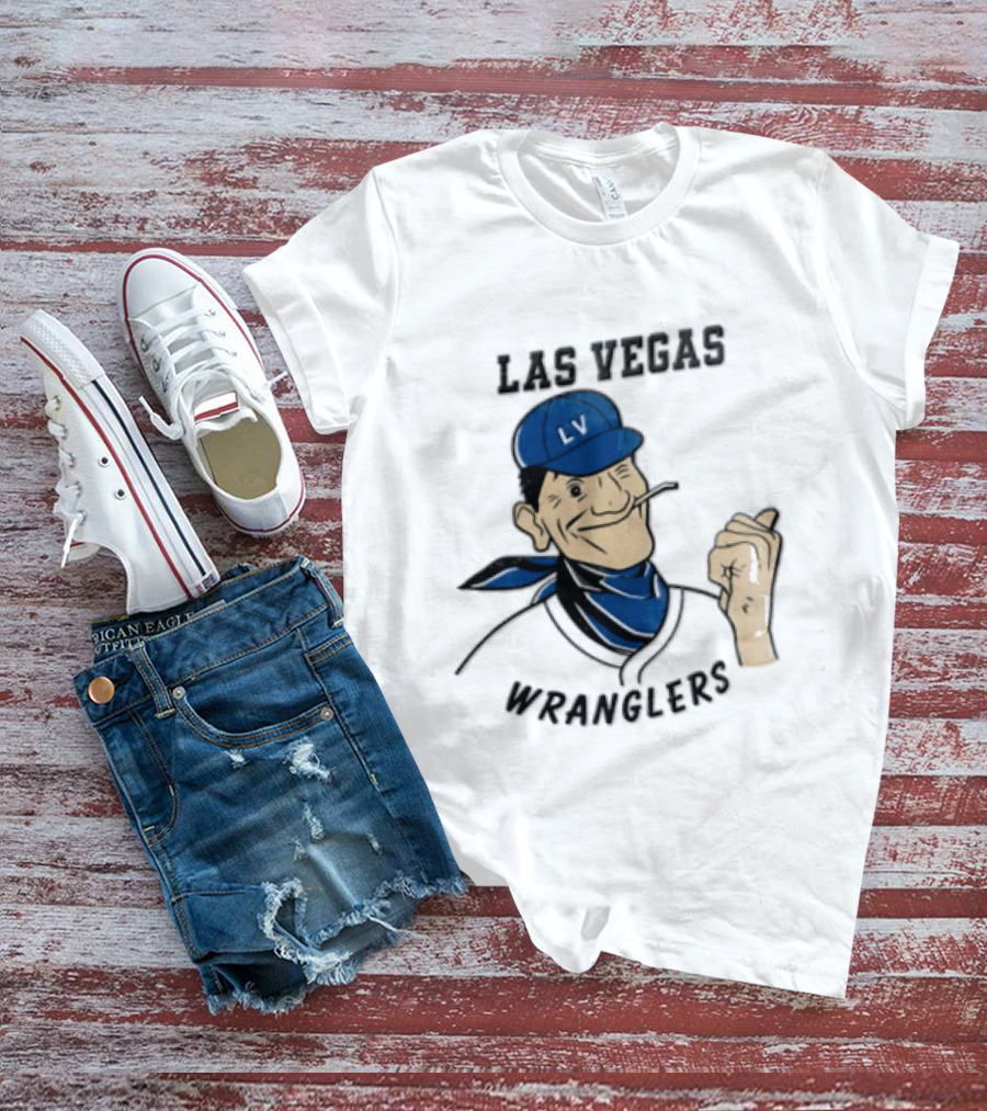 Las Vegas Wranglers Vintage Cartoon Character With Hat And Bandana T-Shirt