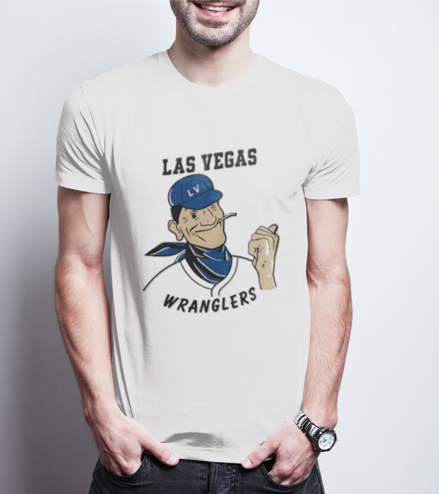 Las Vegas Wranglers Vintage Cartoon Character With Hat And Bandana T-Shirt