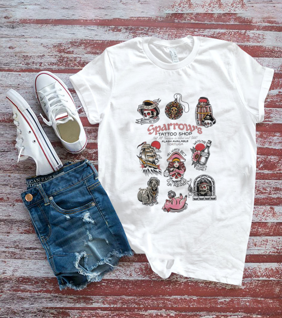 Sparrows Tattoo Shop Pirate Themed Art And Iconic Motifs Collection T-Shirt