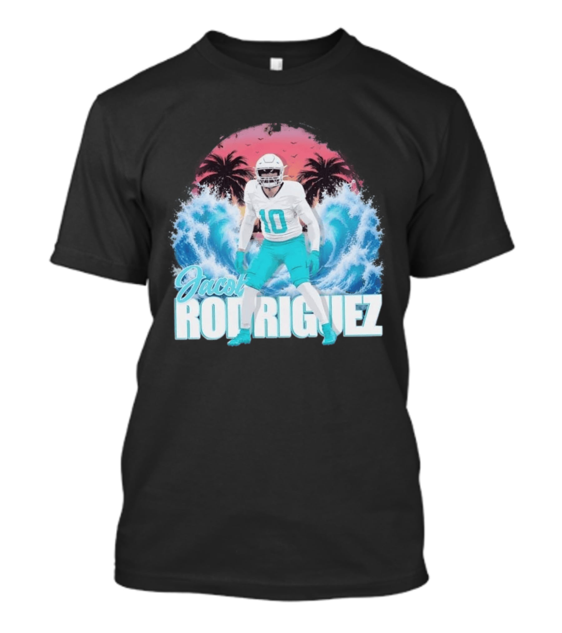 Jacob Rodriguez Miami Dolphins Tidal Wave Football Player Tropical T-Shirt