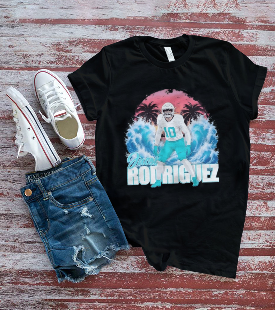 Jacob Rodriguez Miami Dolphins Tidal Wave Football Player Tropical T-Shirt