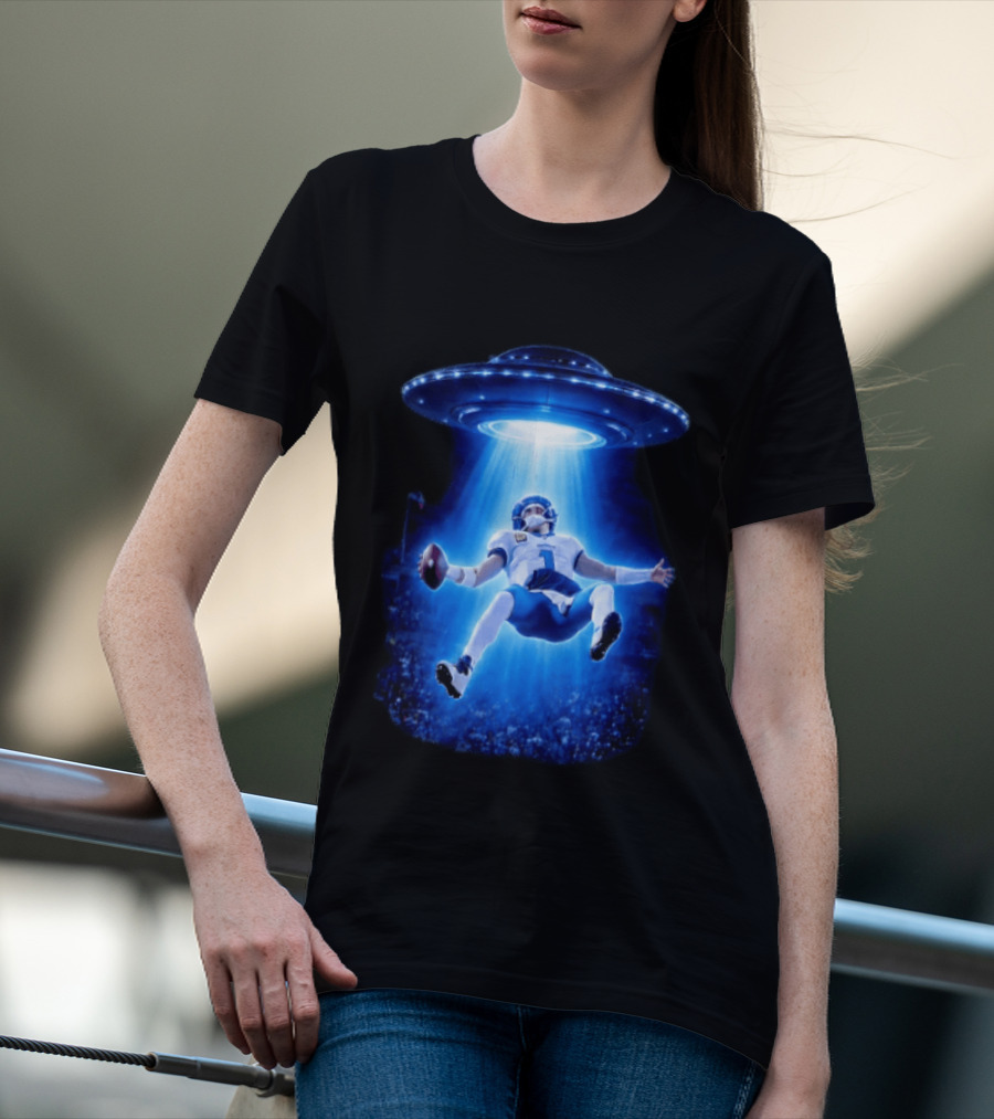 Jalen Hurts Memes UFO Abduction Football Player Beam Fantasy T-Shirt