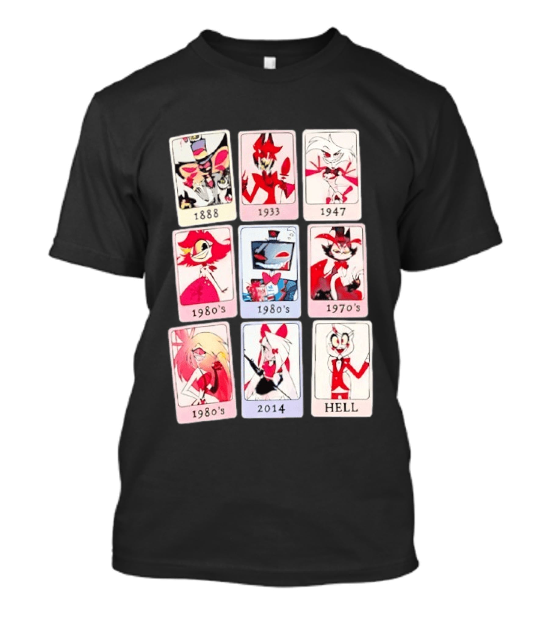 Hazbin Hotel 1888 1933 1947 1970s 1980s 2014 Hell T-Shirt