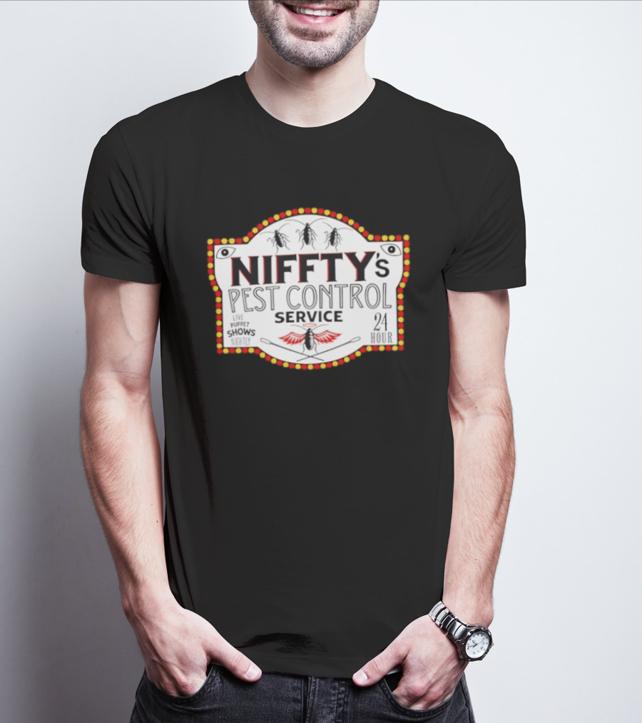 Niffty's Pest Control Service Live Puppet Shows Nightly 24 Hour Hazbin Hotel T-Shirt