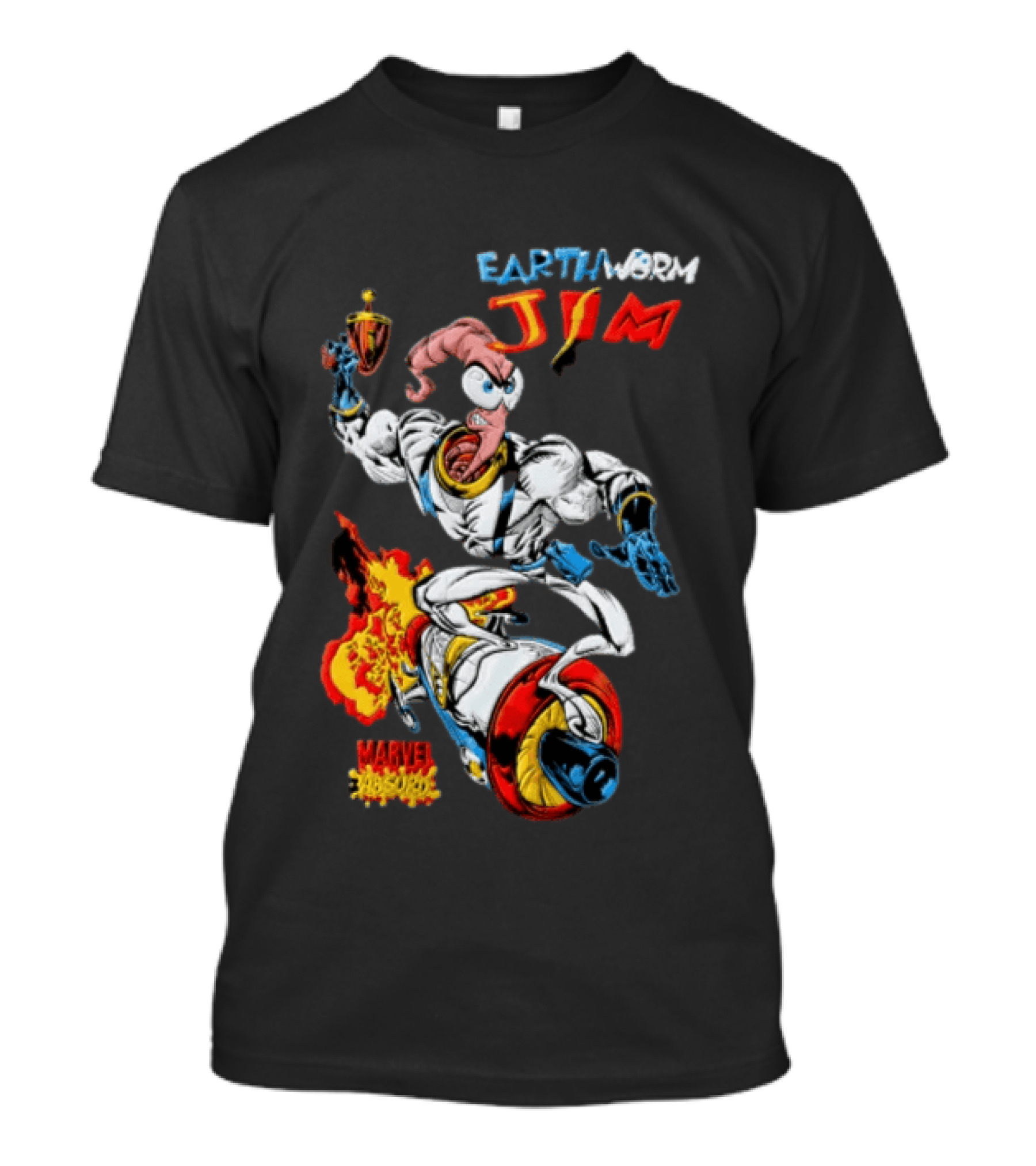 Earthworm Jim Marvel Absurd Dynamic Action Scene T-Shirt