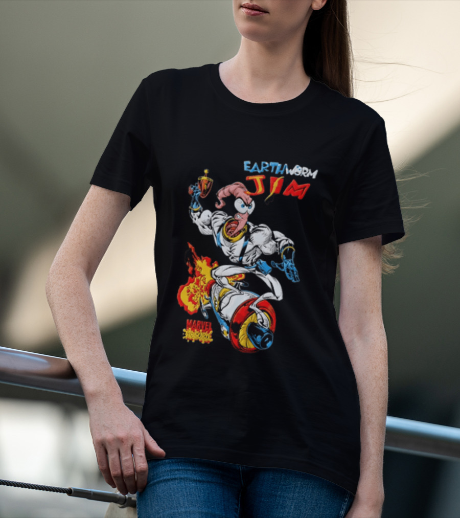 Earthworm Jim Marvel Absurd Dynamic Action Scene T-Shirt