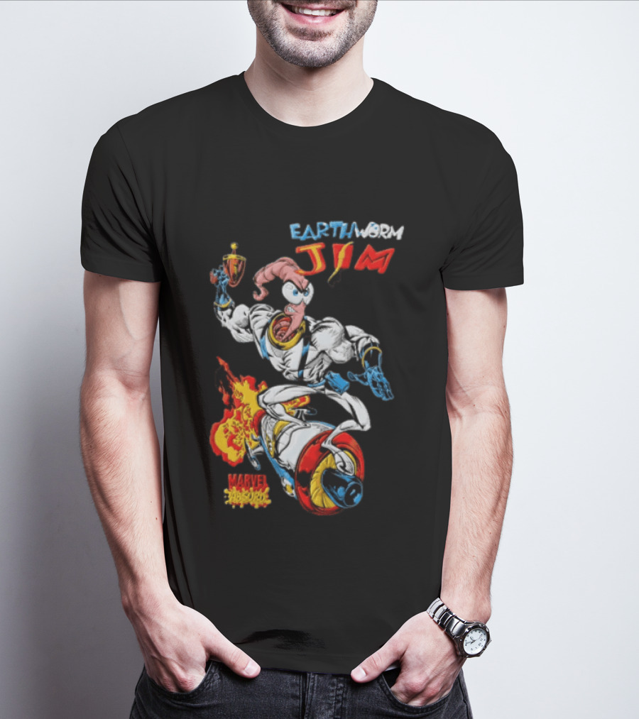 Earthworm Jim Marvel Absurd Dynamic Action Scene T-Shirt