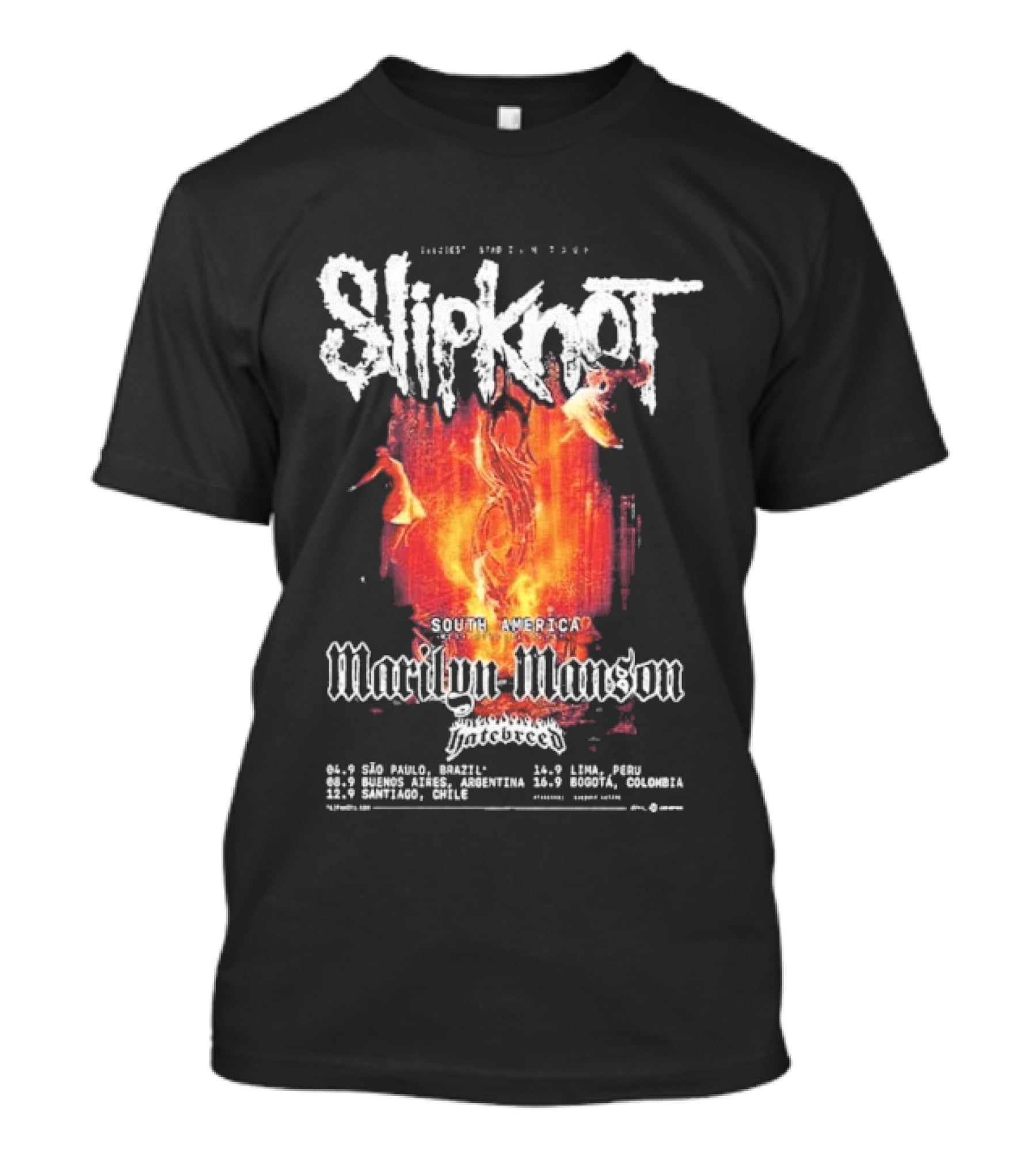 Slipknot South America The Sic Est Stadium Tour 2027 Marilyn Manson Hatebreed September 4 To 16 Dates And Locations T-Shirt