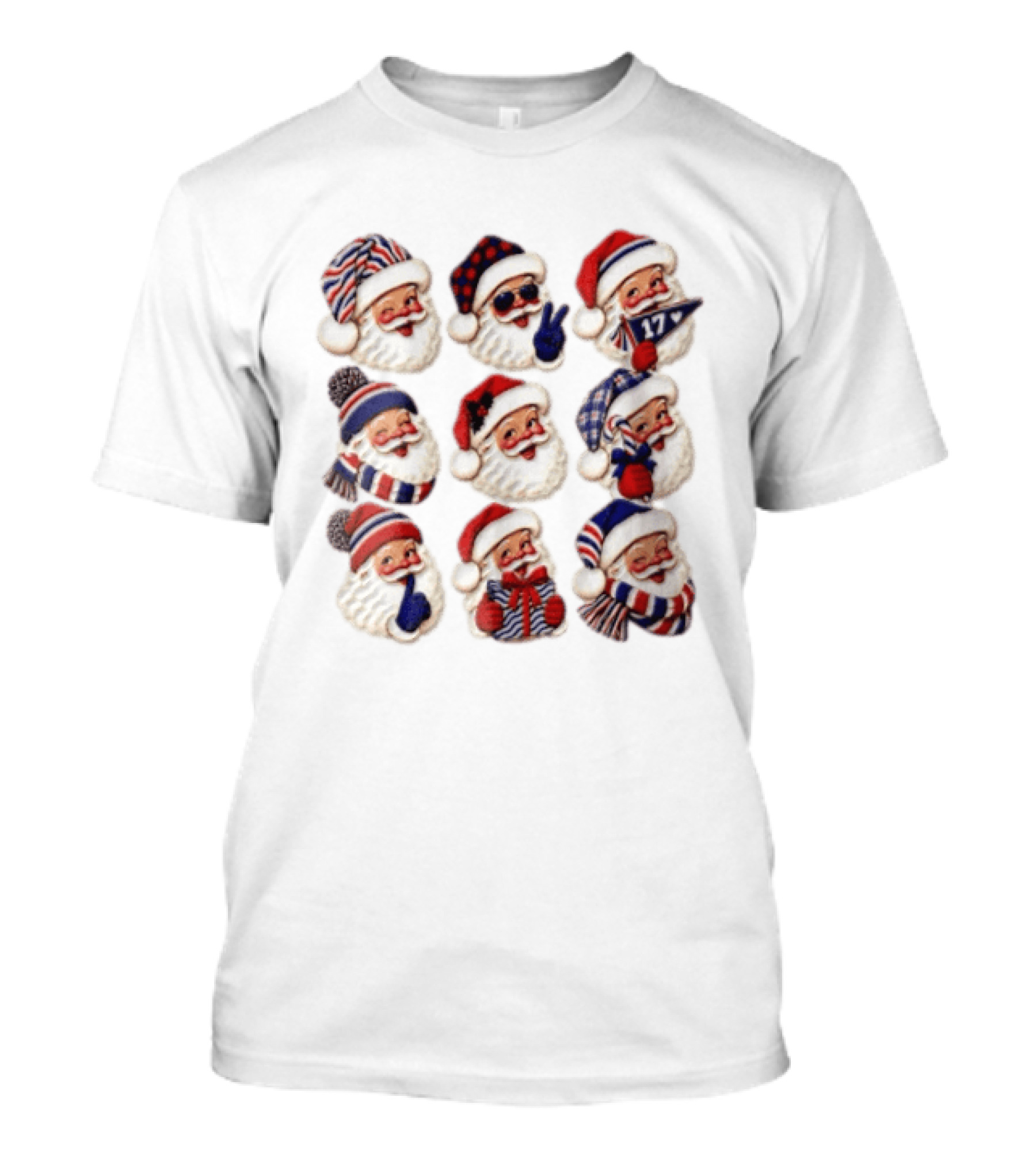 Buffalo Christmas Santas In Holiday Hats And Scarves With 17 Banner T-Shirt