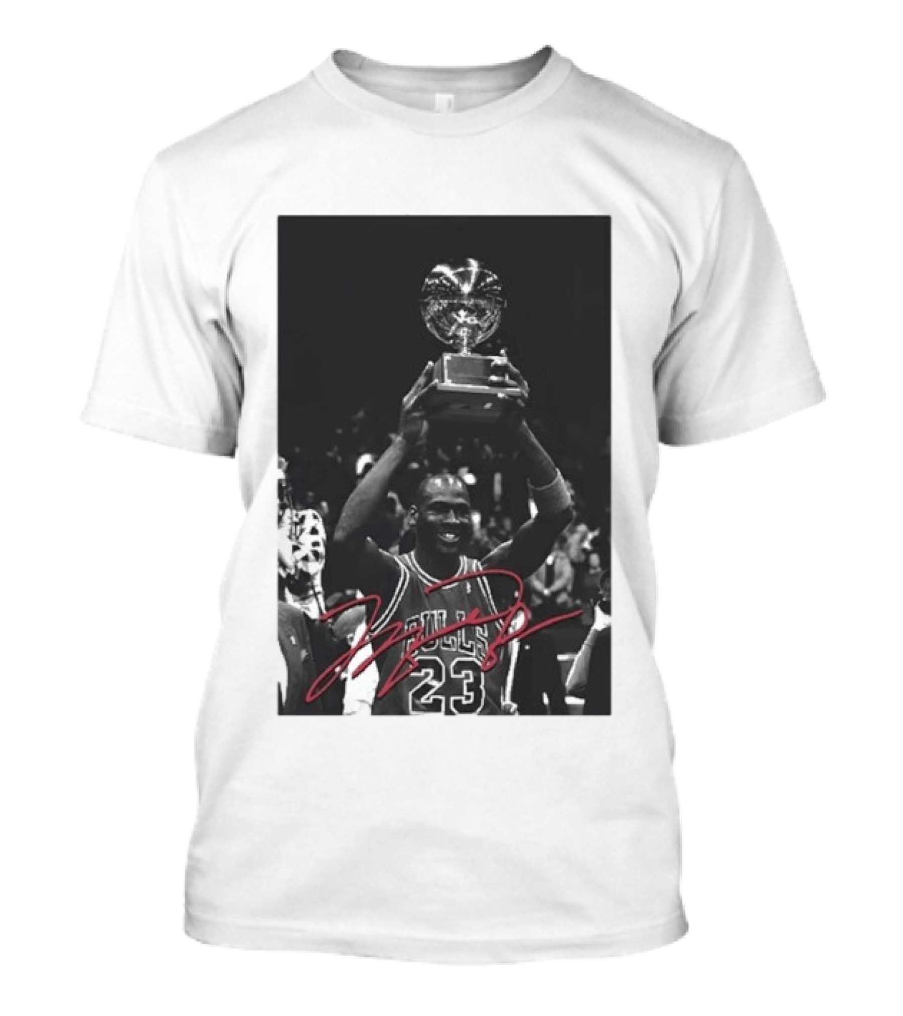Chicago Bulls Michael Jordan Trophy Victory Celebration Image 23 Signature T-Shirt