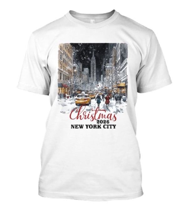Christmas 2026 New York City Empire State Building Snow Scene T-Shirt