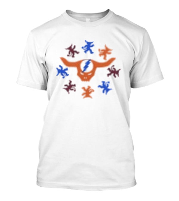 Grateful Dead Texas Longhorn Skull With Colorful Stars T-Shirt