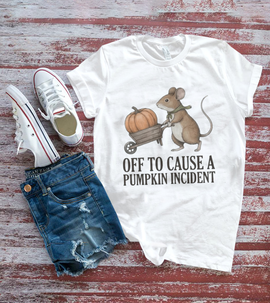 Off To Cause A Pumpkin Incident Mouse Autumn T-Shirt