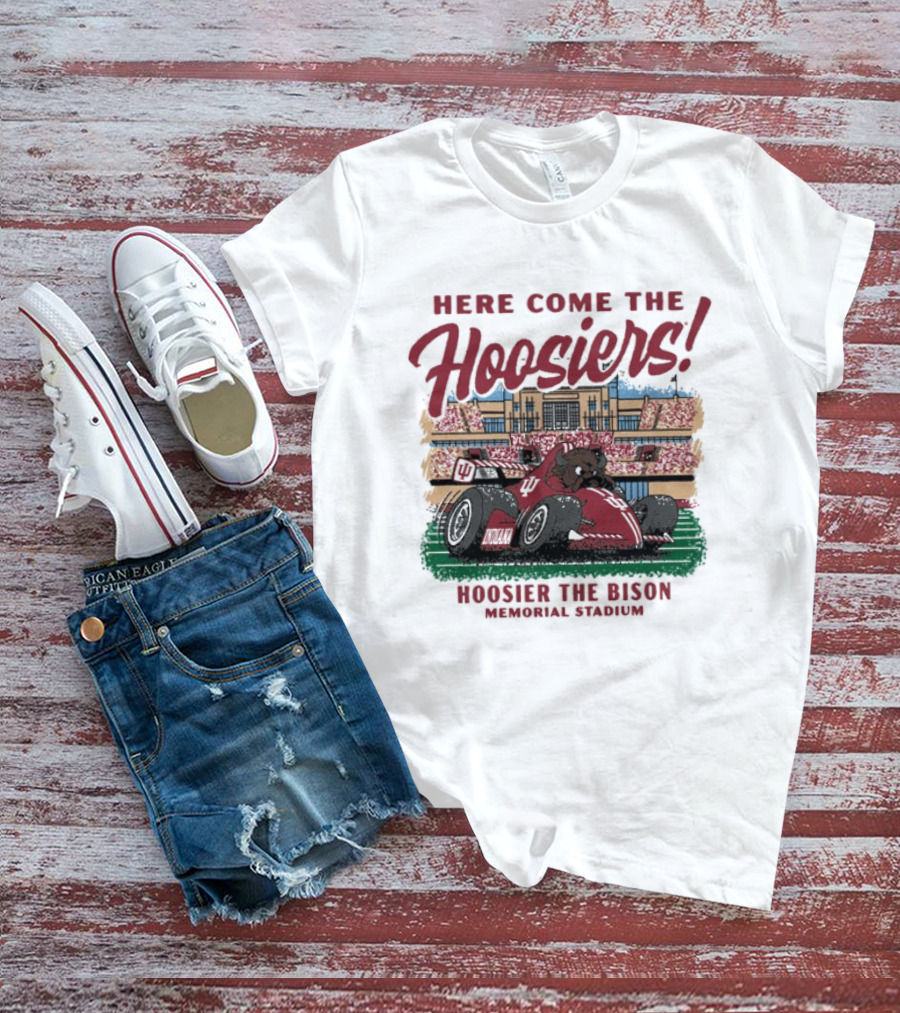 Here Come The Hoosiers Hoosier The Bison Memorial Stadium IndyCar Racing T-Shirt