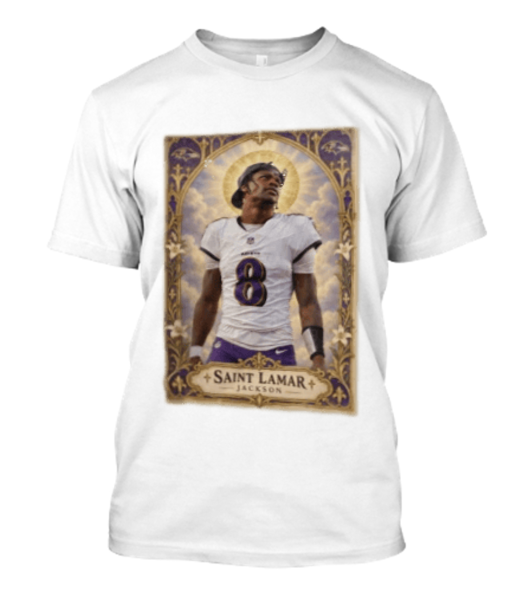 Saint Lamar Jackson Baltimore Ravens 8 Football Jersey Halo T-Shirt