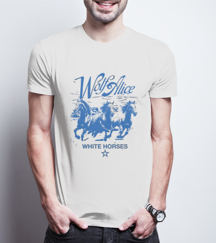 Wolf Alice Blue White Horses Star T-Shirt