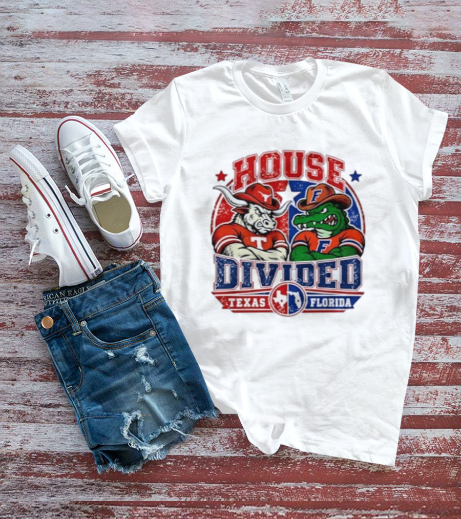 House Divided Texas Florida Longhorns Gators Rivalry Football T-Shirt