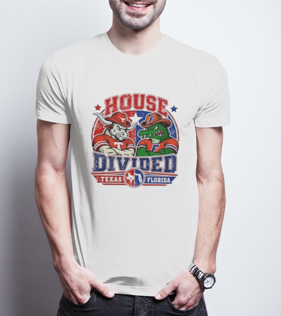 House Divided Texas Florida Longhorns Gators Rivalry Football T-Shirt